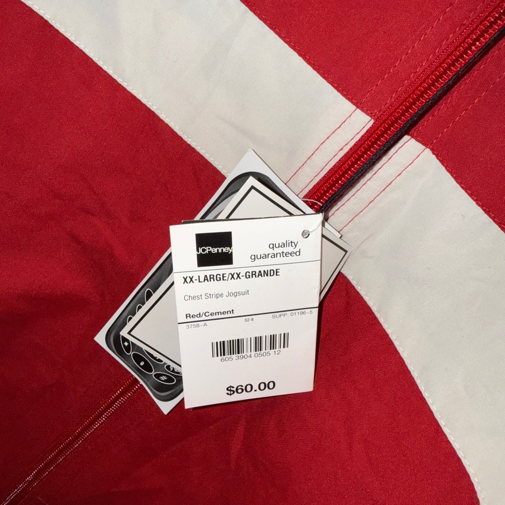 NWT Simply For Sports Red Cream Stripe Track Jacket XXL Windbreaker - Picture 3 of 12